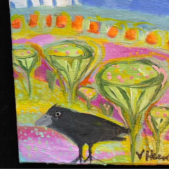 Crow Musings “An Original art Acrylic  Painting 8”x10”” On Canvas - Picture 3 of 10